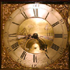 George Goulde longcase dial detail George Goulde longcase dial detail